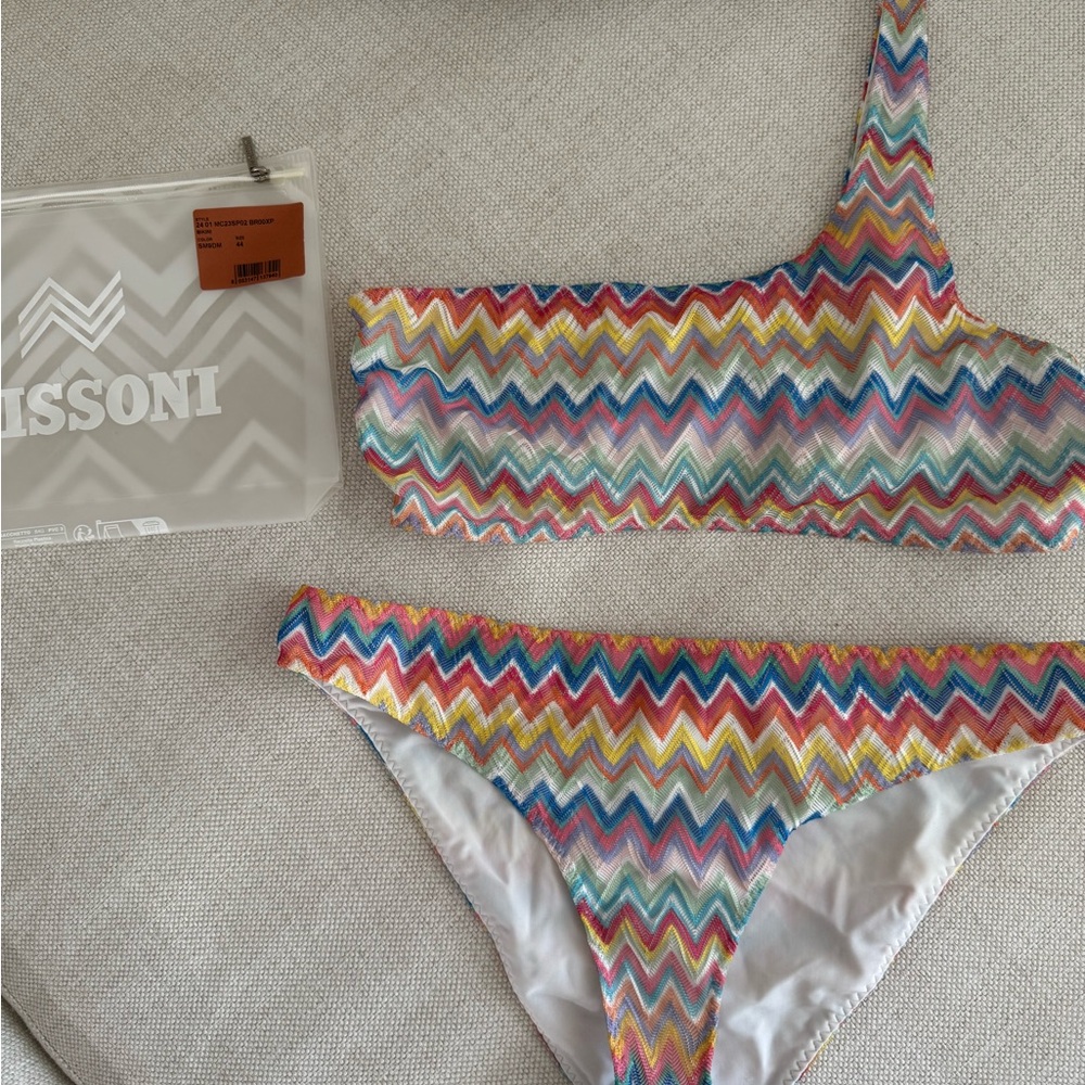 Missoni Multicolor Chevron One-Shoulder Bikini